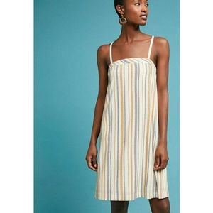 Anthropologie Talia Striped Dress Cream Neutral
